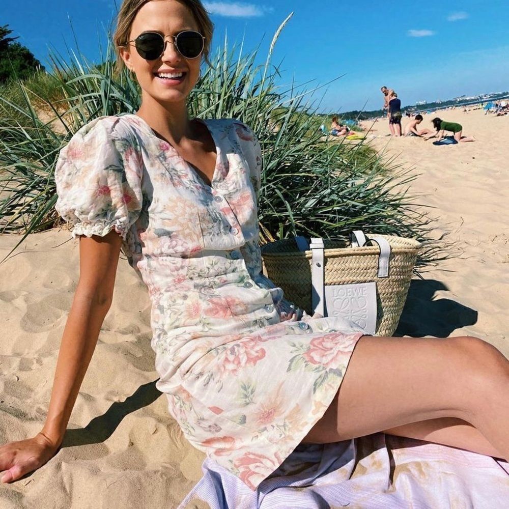 Pastel colors floral print dress H&M